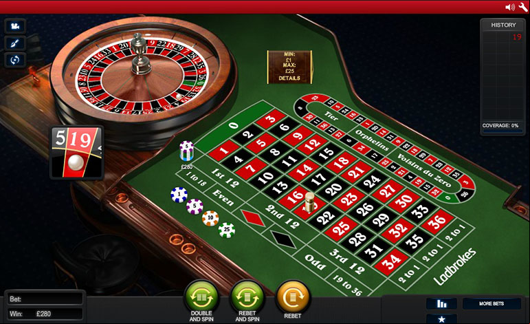 Ladbrokes Live Roulette Table